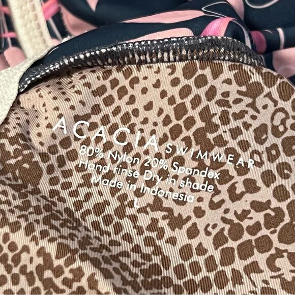 Acacia Swimwear Sz L Heliconia Ehukai Rashguard Surf Suit Blue Floral - Picture 8 of 11